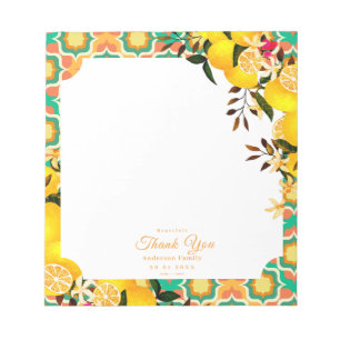 Lemon Mediterranean Tiles Orange Notepad