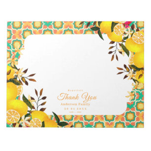 Lemon Mediterranean Tiles Orange Notepad