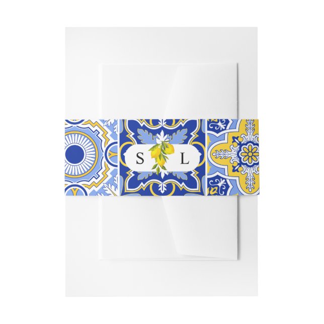 Lemon Mediterranean Wedding Invitation Belly Band (Front Example)