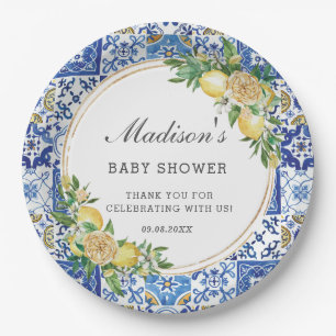 Lemon Meditteranean Birthday Bridal Baby Shower  Paper Plate