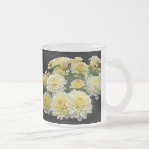 Lemon Meringue Chrysanthemums Frosted Glass Coffee Mug