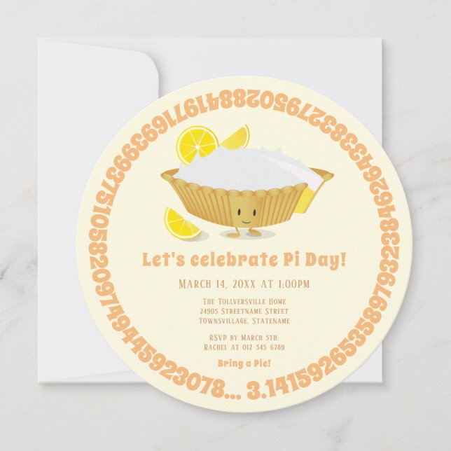 Lemon Meringue Pie Math Holiday Pi Day Invitation (Front)
