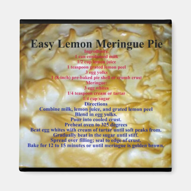 Lemon Meringue Pie Recipe Magnet (Front)