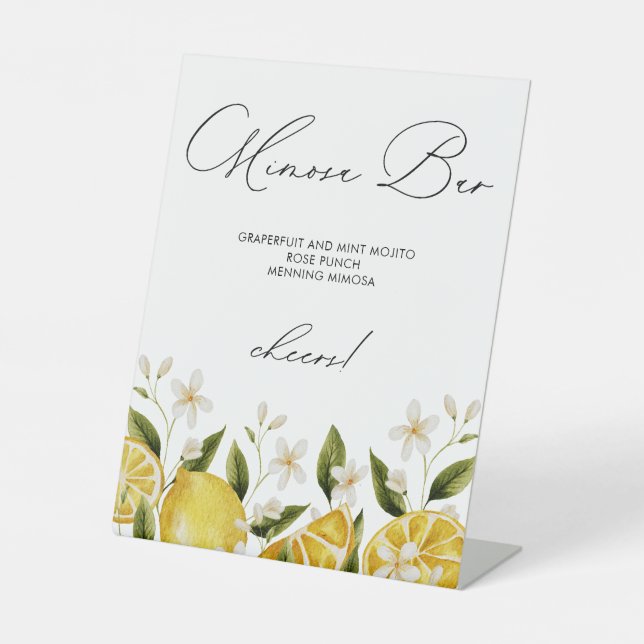 Lemon Mimosa Bar Bridal Shower Pedestal Sign (Front)