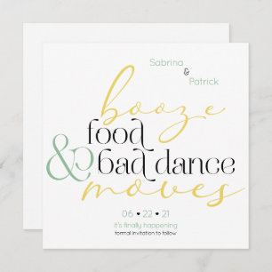 Lemon Mint Booze Food Bad Dance Moves Save theDate Invitation