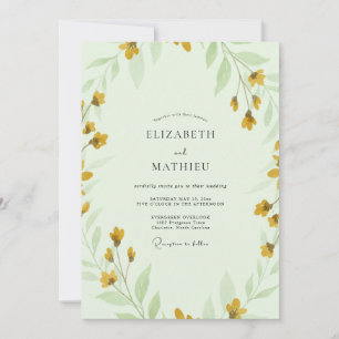 Lemon Mint Wildflower Wedding Invitation