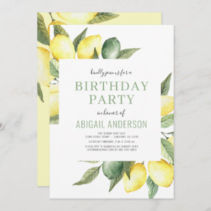 Lemon Modern Citrus Any Age Birthday Party Invitation
