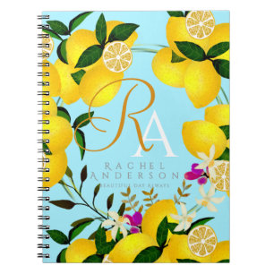 Lemon Monogram Blue Notebook