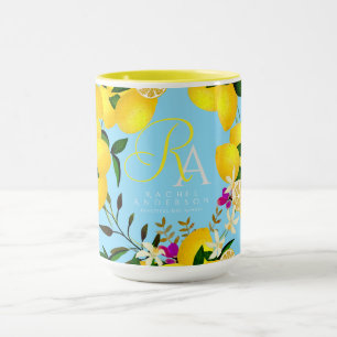 Lemon Monogram Brown Mug