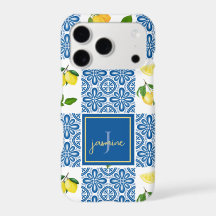Lemon Monogram Name French Country Tile Pattern