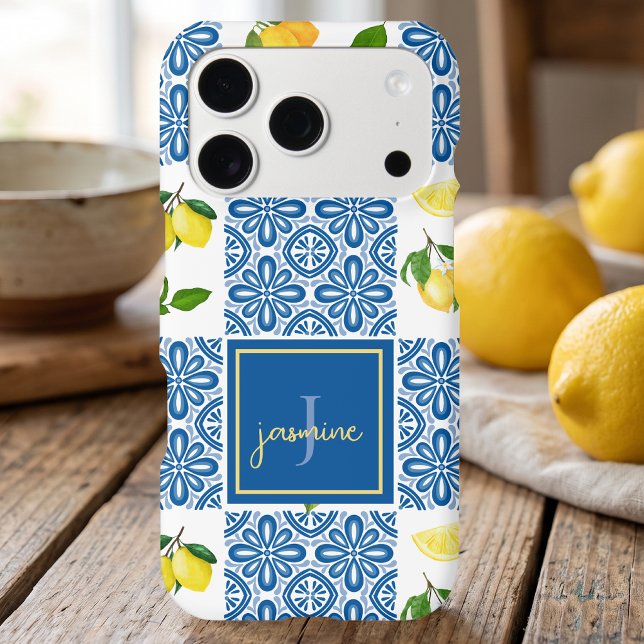 Lemon Monogram Name French Country Tile Pattern (Creator Uploaded)