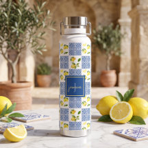 Lemon Monogram Name French Country Tile Pattern