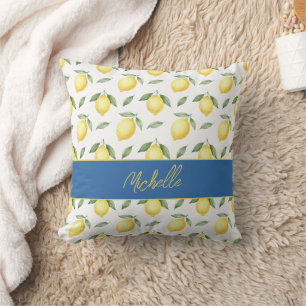Lemon Monogram Name Pattern Cushion