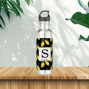 Lemon Monogram Name Water Bottle
