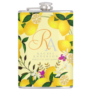 Lemon Monogram Yellow Hip Flask