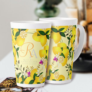 Lemon Monogram Yellow Latte Mug
