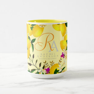 Lemon Monogram Yellow Mug
