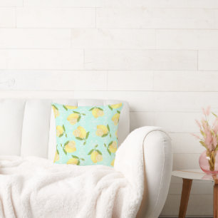Lemon Motif  Love Blue Cushion