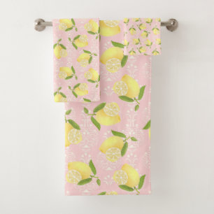 Lemon Motif Love Peach Bath Towel Set