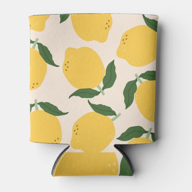 Lemon Motif Square Pattern Can Cooler (Front)