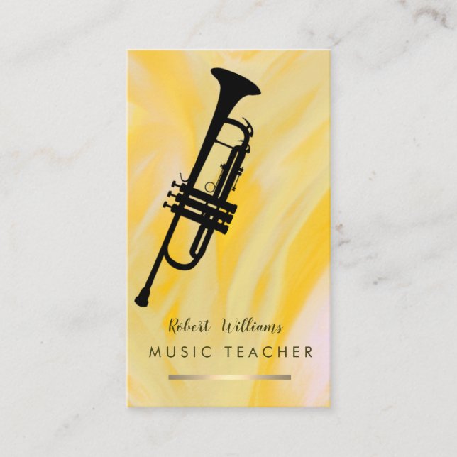 Lemon Music Trumpet Instrument  Band Musician Business Card (Front)