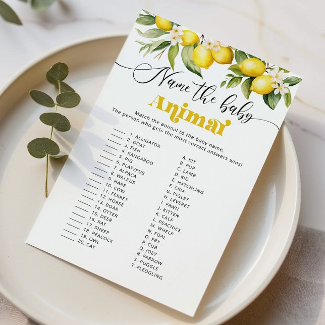 Lemon Name the baby animal baby shower game (Creator Uploaded)
