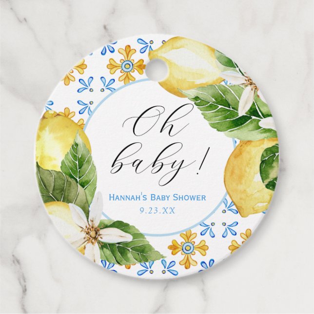 Lemon Oh Baby Classic  Favour Tags (Front)