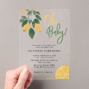 Lemon Oh Baby Shower Acrylic Invitation