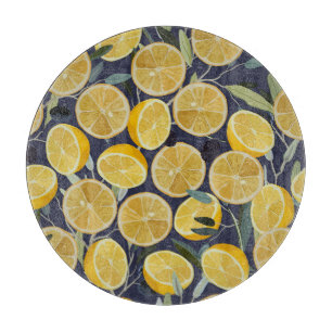 Lemon, olive branch, seamless vintage. cutting board