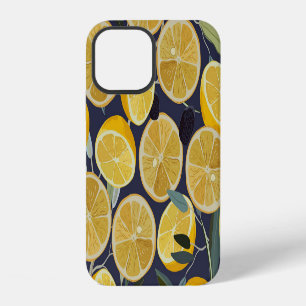 Lemon, olive branch, seamless vintage. iPhone 12 case