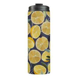 Lemon, olive branch, seamless vintage. thermal tumbler