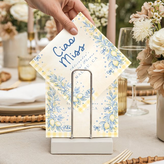Lemon Olive Ciao Miss Bridal Shower Napkin (Creator Uploaded)
