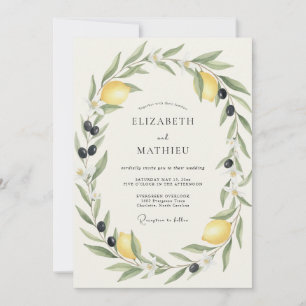 Lemon Olive Leafy Wedding Invitation