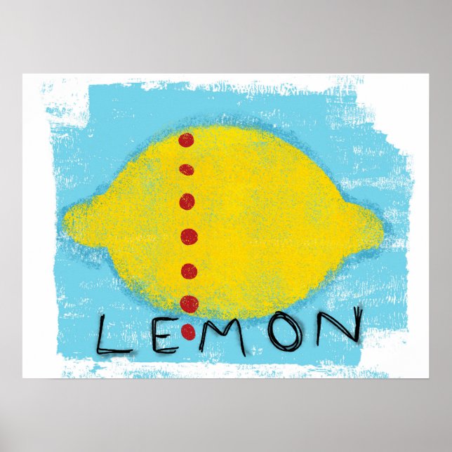 Lemon On Blue Poster Wall Art	 (Front)