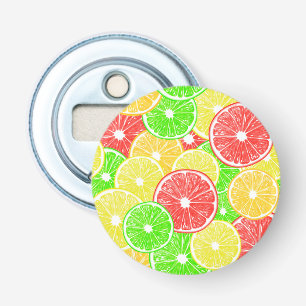 Lemon, orange, grapefruit and lime slices pattern bottle opener