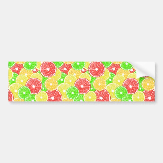 Lemon, orange, grapefruit and lime slices pattern bumper sticker (Front)