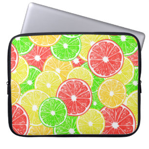 Lemon, orange, grapefruit and lime slices pattern laptop sleeve
