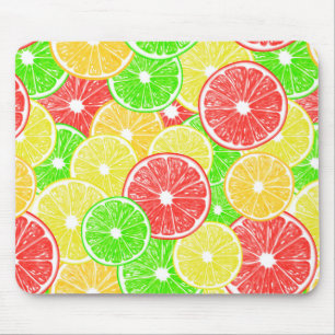 Lemon, orange, grapefruit and lime slices pattern mouse mat