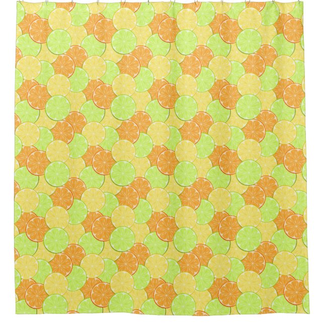 Lemon orange lime fruit pieces citrus fruit orange shower curtain (Front)