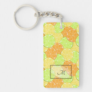 Lemon orange lime fruit pieces personalised fruit key ring