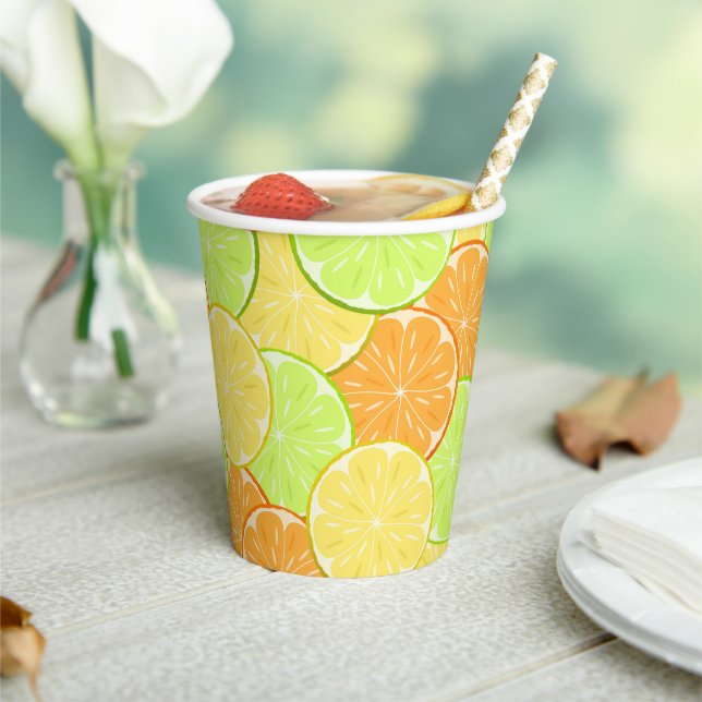 Lemon orange lime fruit pieces personalised fruit  paper cups (Insitu)