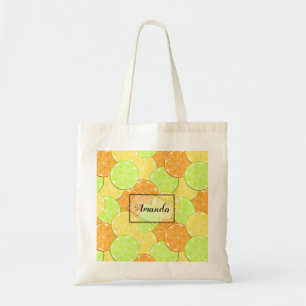 Lemon orange lime fruit pieces personalised fruit tote bag