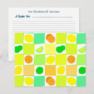 Lemon Oranges Limes Citrus Editable Recipe Cards