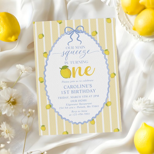 Lemon Our Main Squeeze 1st Birthday Invitation (Creator Uploaded)