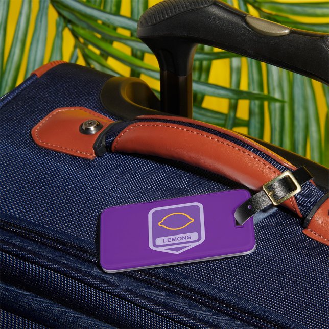 Lemon Outline Purple and Yellow Fruit Luggage Tag (Creator Uploaded)