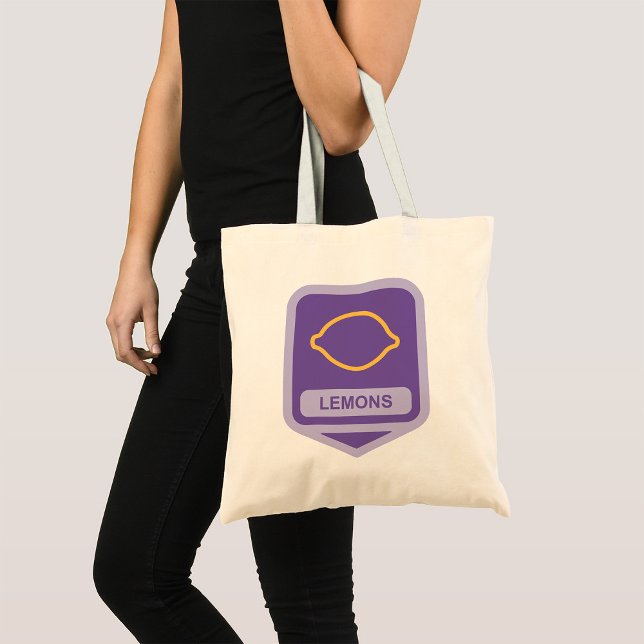 Lemon Outline Purple and Yellow Fruit Tote Bag (Creator Uploaded)
