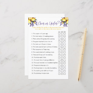 Lemon "Over and Under" Bridal Shower Game