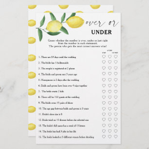 Lemon - Over or under bridal shower game