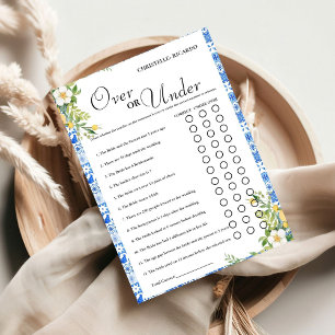 Lemon Over or under bridal shower game Card