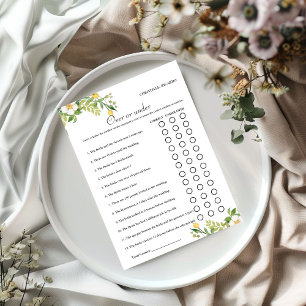 Lemon Over or under bridal shower game Card